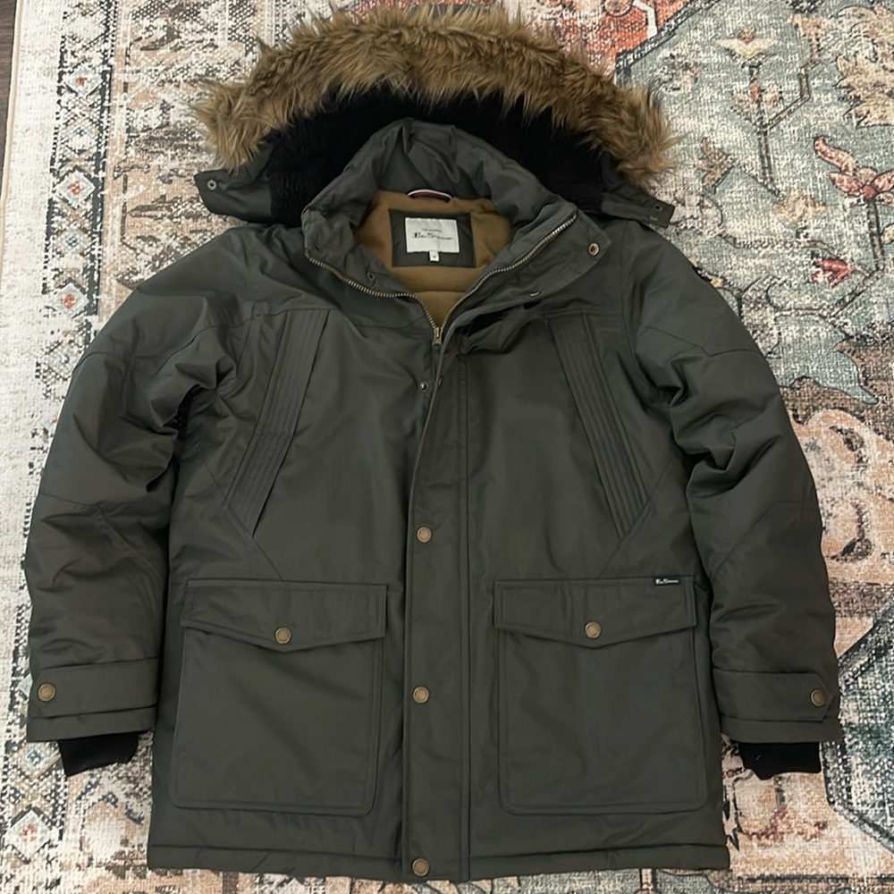 Ben Sherman Heavy Winter Jacket Coat Dark Green Size Medium
